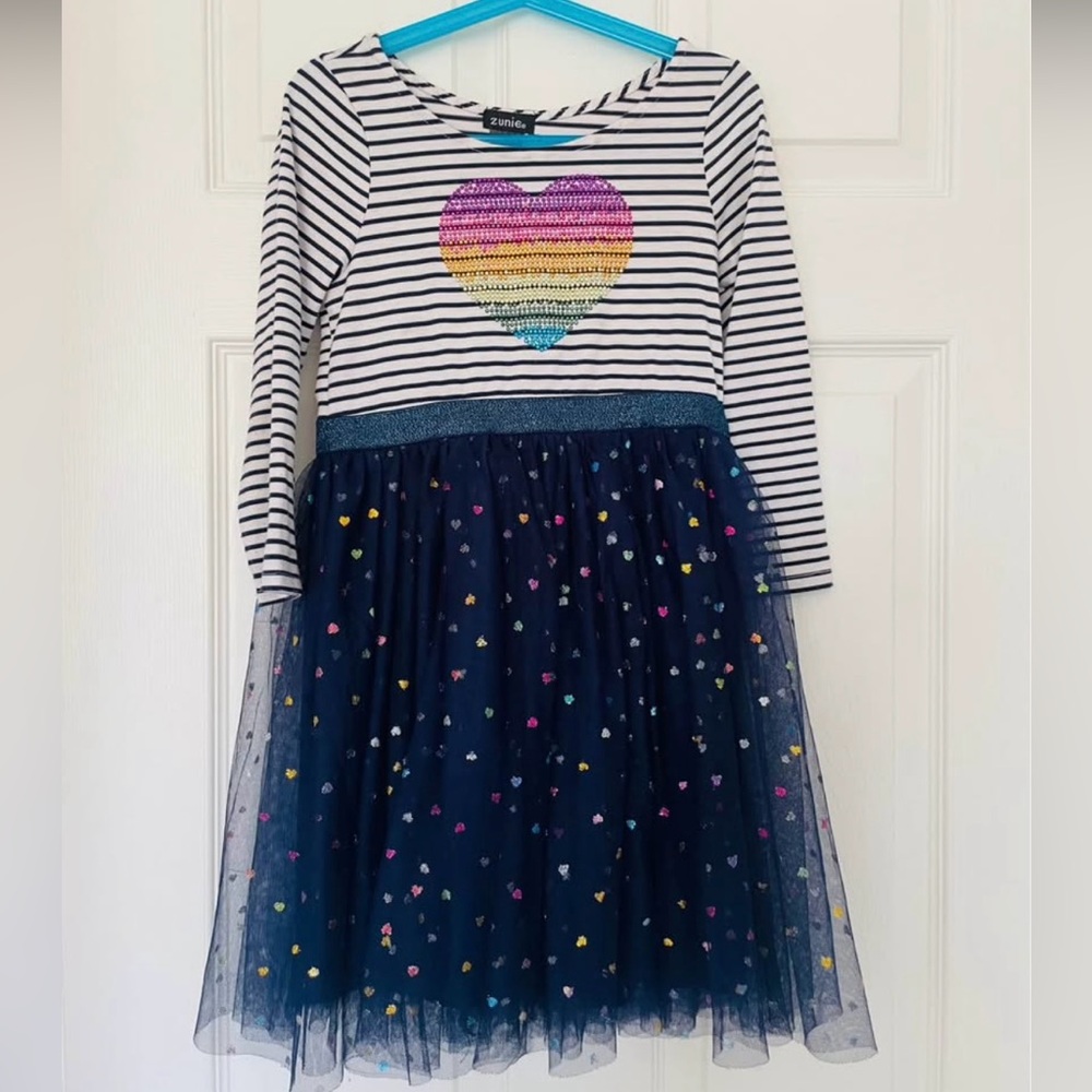 Zunie Girls colorful heart long sleeve dress
